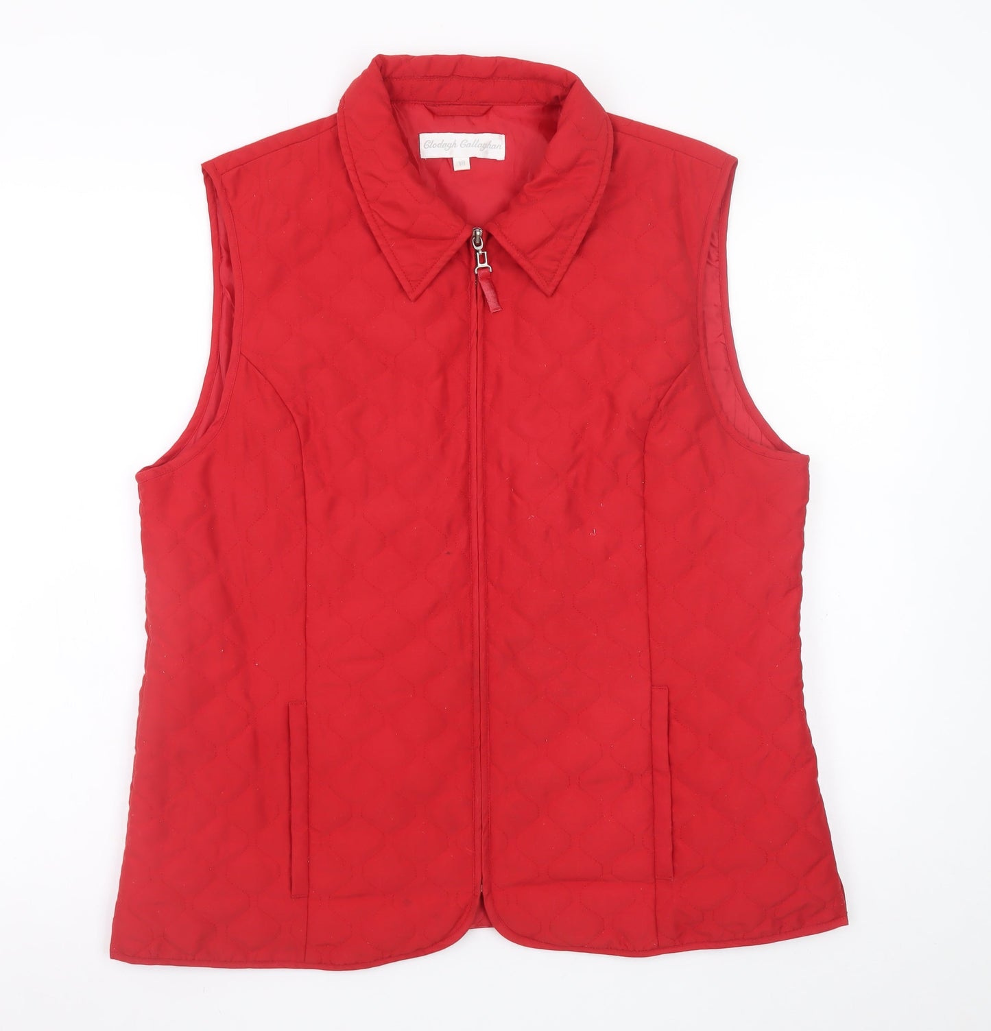 Clodagh Callaghan Women's Red Quilted Zip Waistcoat Size 18