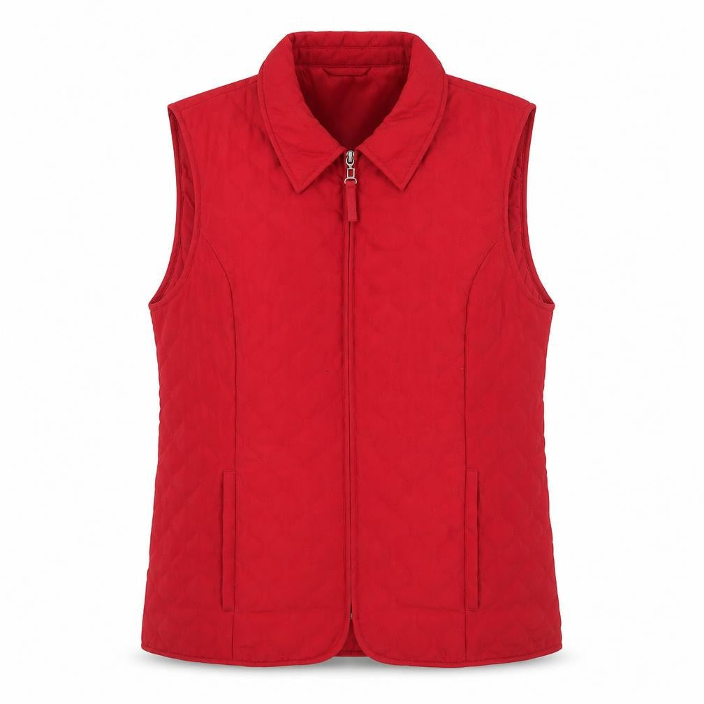 Clodagh Callaghan Women's Red Quilted Zip Waistcoat Size 18