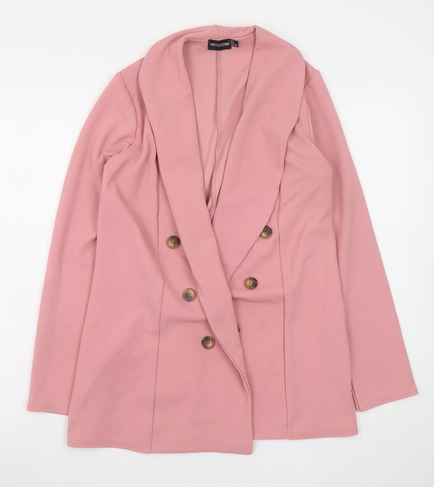 PrettyLittleThing Women’s Pink Double-Breasted Shawl Collar Blazer UK 8