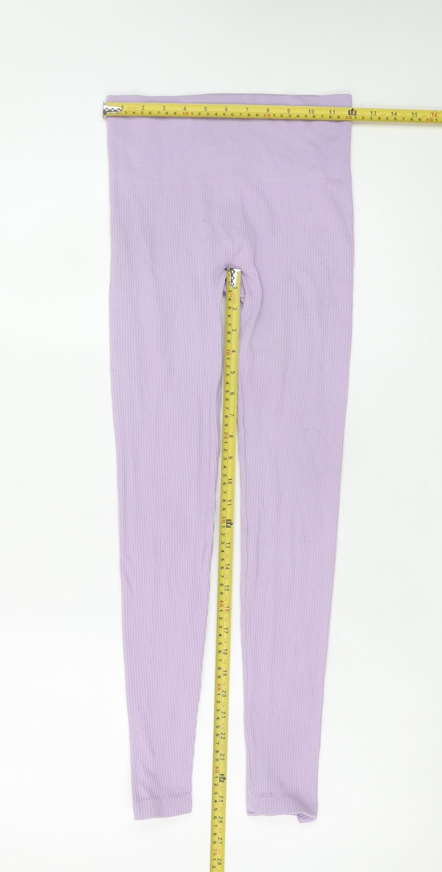 Stradivarius Women Purple Seamless High Rise Leggings Size S