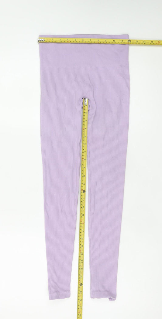 Stradivarius Women Purple Seamless High Rise Leggings Size S