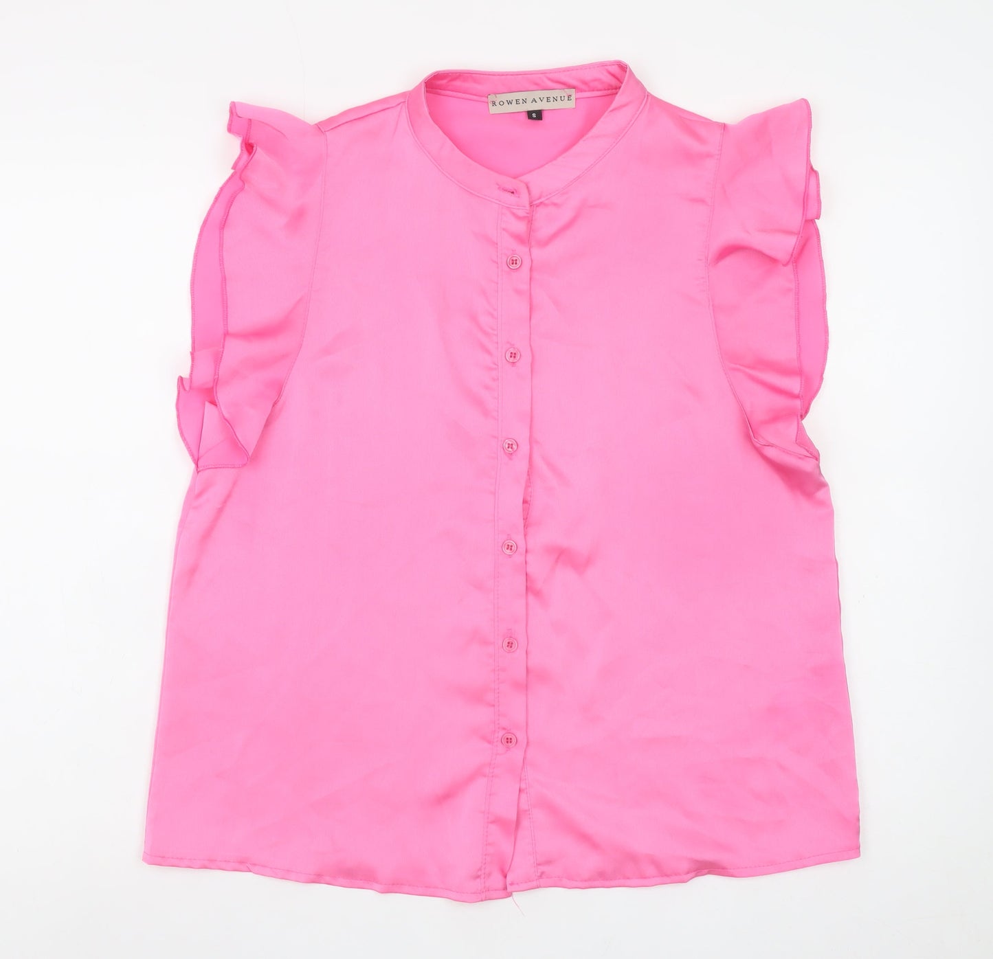 Rowen Avenue Women’s Pink Ruffle Sleeveless Blouse Size S