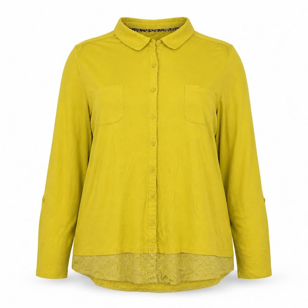 White Stuff Womens Yellow Button-Up Collared Long Sleeve Shirt UK 14