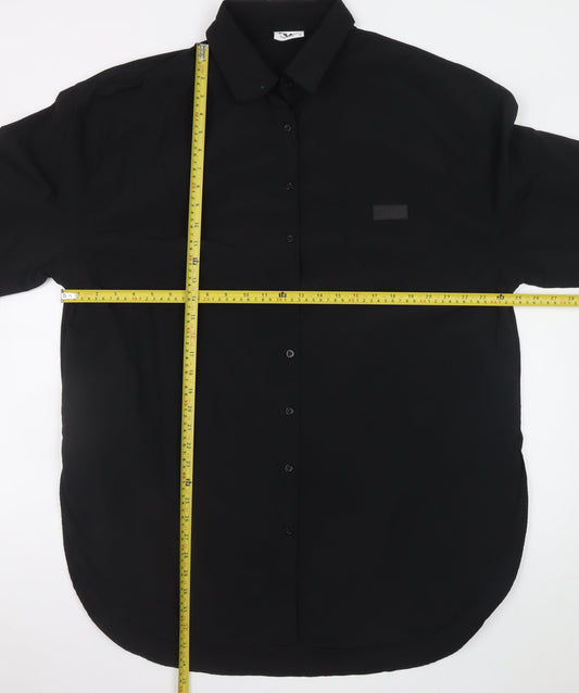 FILA Men's Black Long Sleeve Nylon Button-Up Shirt Size 20