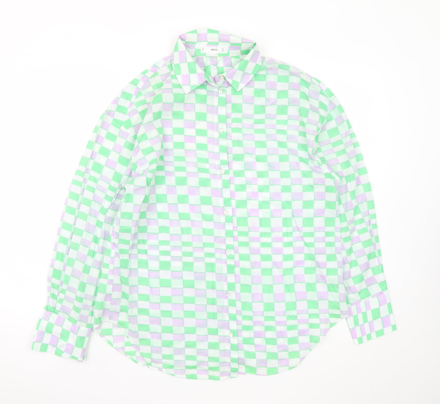 MNG Women's Multicoloured Check Cotton Button-Up Shirt Size S