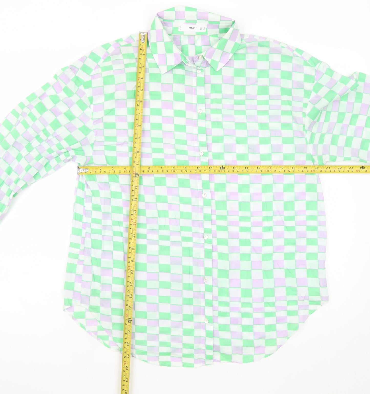 MNG Women's Multicoloured Check Cotton Button-Up Shirt Size S