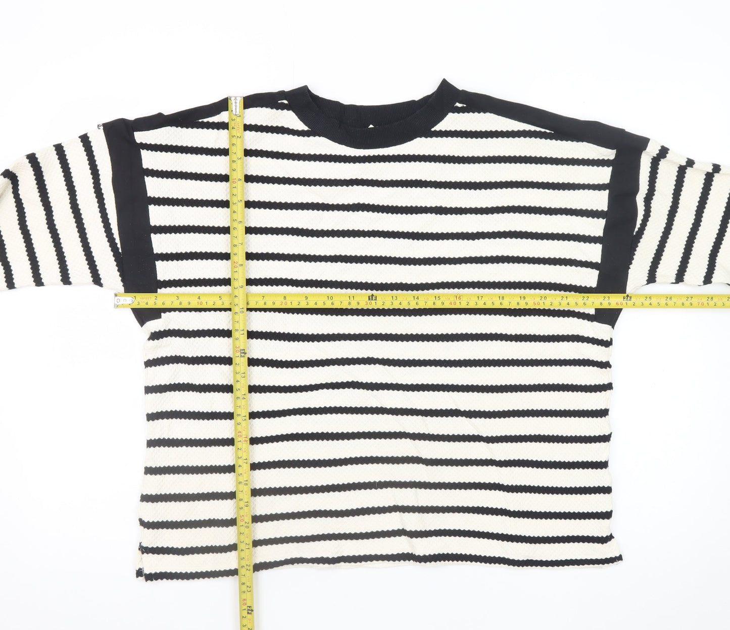 River Island Women’s Black Striped Long Sleeve Cotton Knit T-Shirt Size L