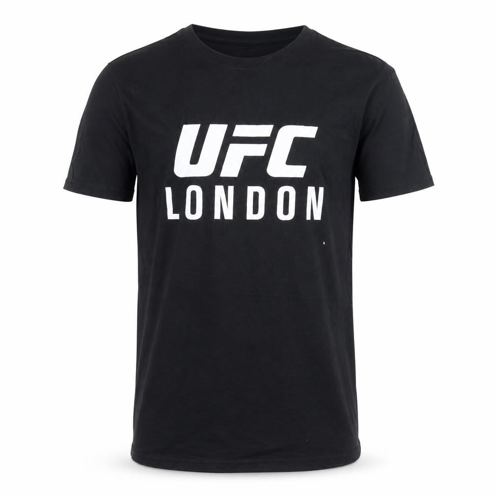 Front view of UFC Men Black M Graphic Sports T-Shirt Cotton London Fight Night