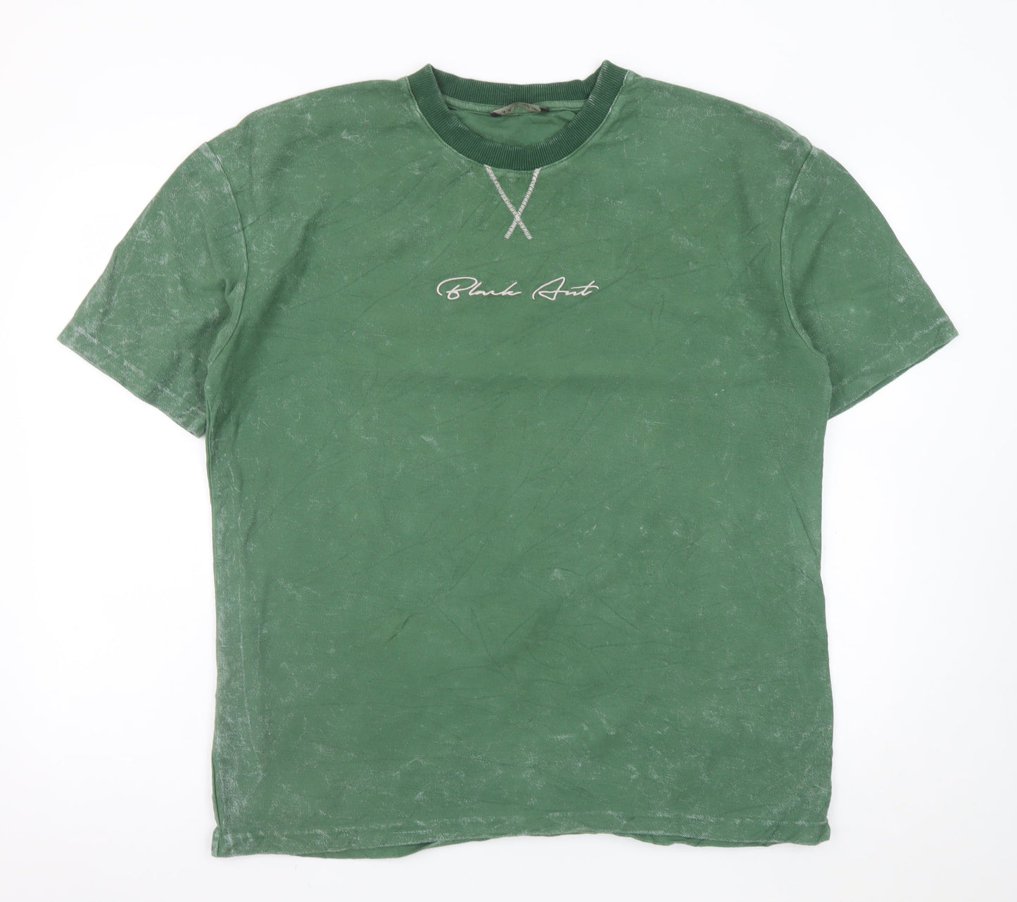 Blank Art Men’s Green XL Crew Neck Retro Cotton T-Shirt