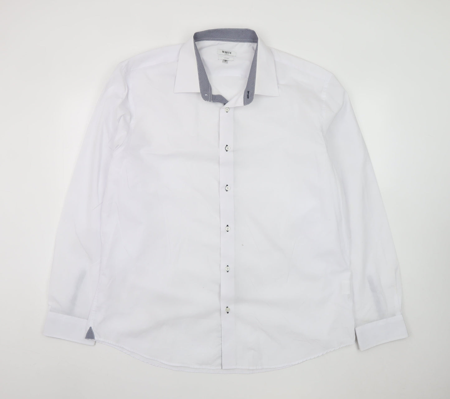 White Label Men's White Tapered Formal Dress Shirt 18.5/47 Long Sleeve
