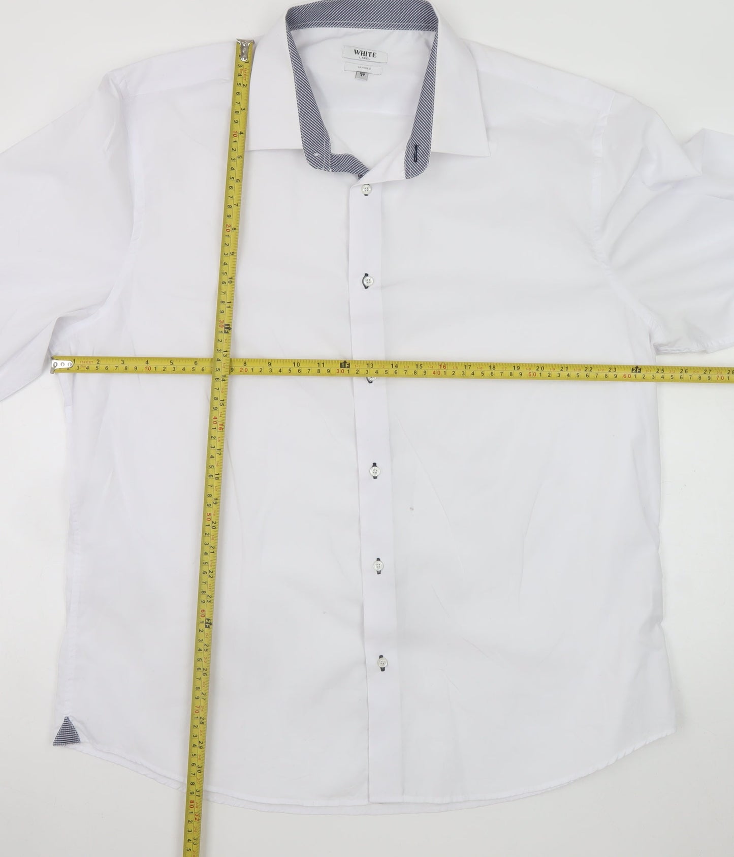 White Label Men's White Tapered Formal Dress Shirt 18.5/47 Long Sleeve