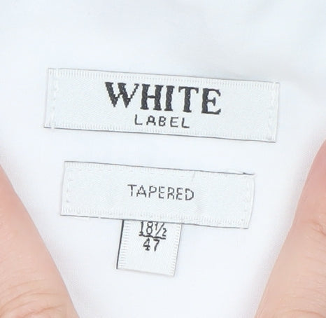 White Label Men's White Tapered Formal Dress Shirt 18.5/47 Long Sleeve