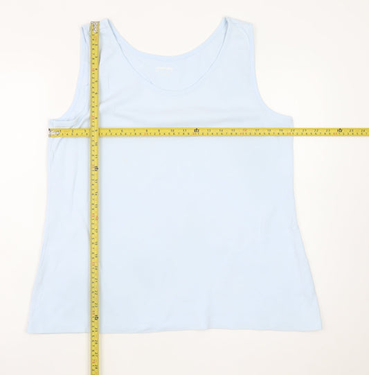 Lands' End Women's Blue Sleeveless Basic Tank Top XL Cotton Jersey