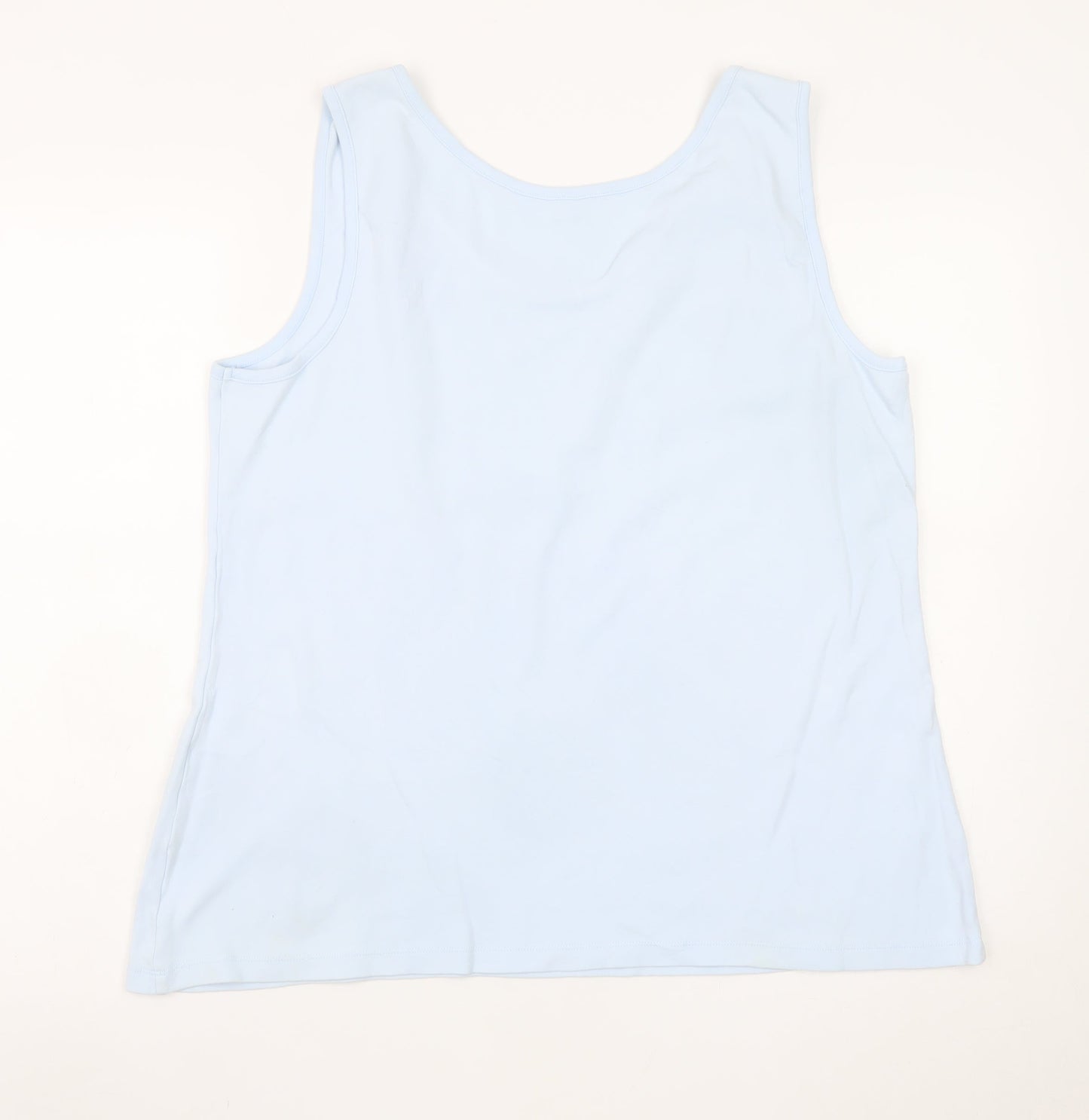 Lands' End Women's Blue Sleeveless Basic Tank Top XL Cotton Jersey