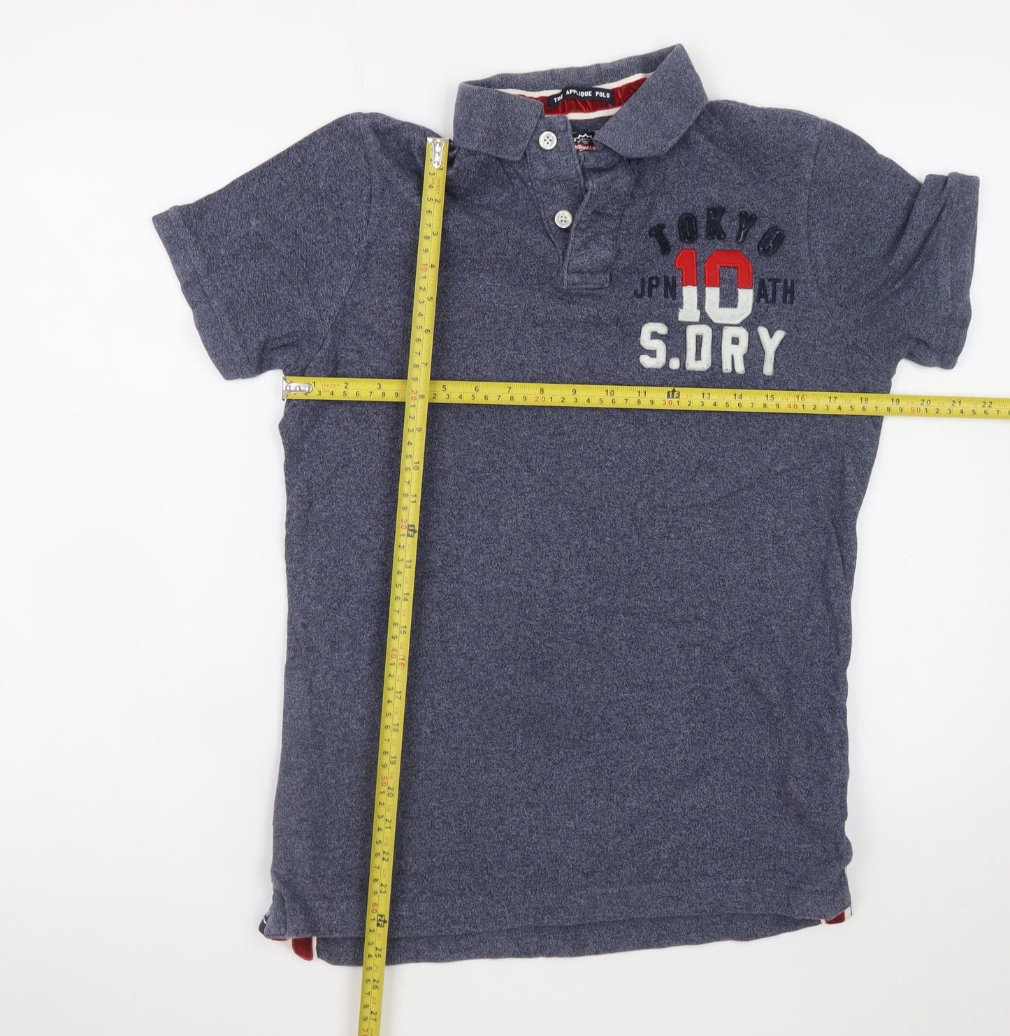 Superdry Men's Blue Slim Fit Polo Shirt Size S Embroidered Logo