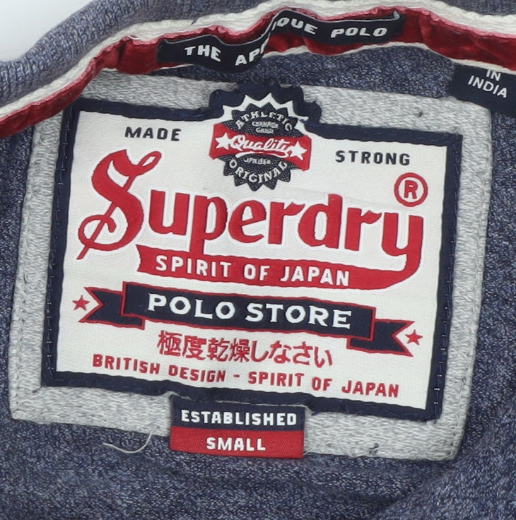 Superdry Men's Blue Slim Fit Polo Shirt Size S Embroidered Logo