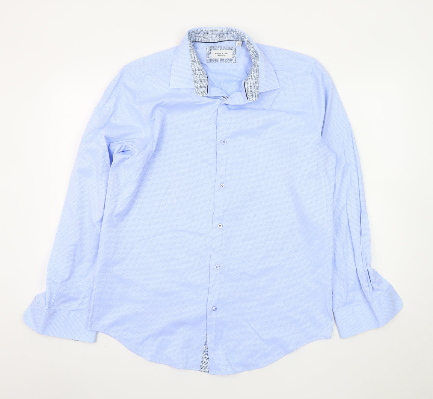 White Label Men's Blue Slim Fit Long Sleeve Formal Shirt 16.5in