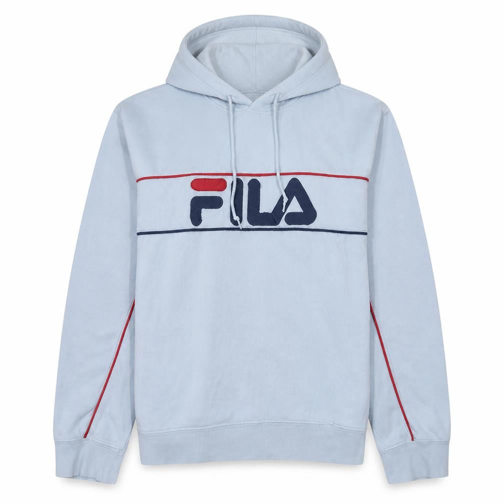 Fila Women Light Blue Pullover Hoodie XL Cotton Blend Logo
