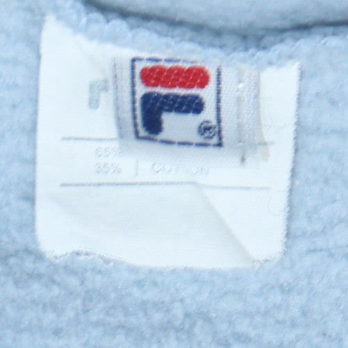 Fila Women Light Blue Pullover Hoodie XL Cotton Blend Logo