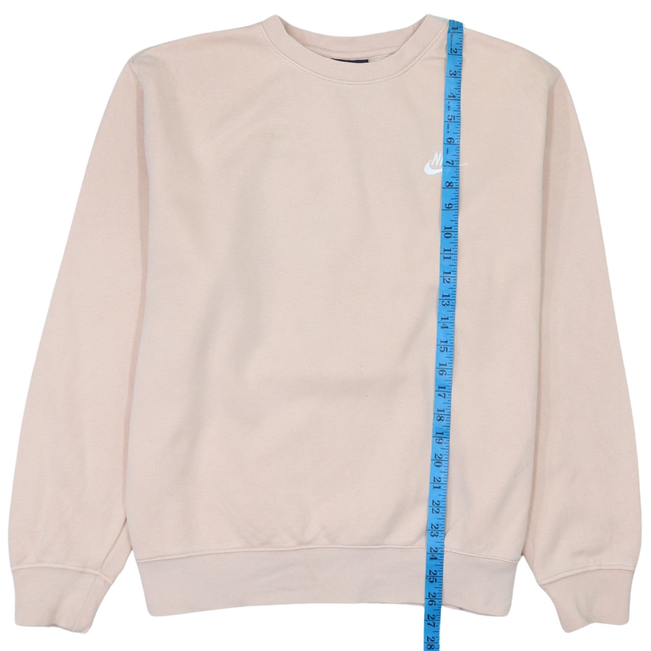 Nike Women Beige Cotton Pullover Sweatshirt M Crew Neck Logo