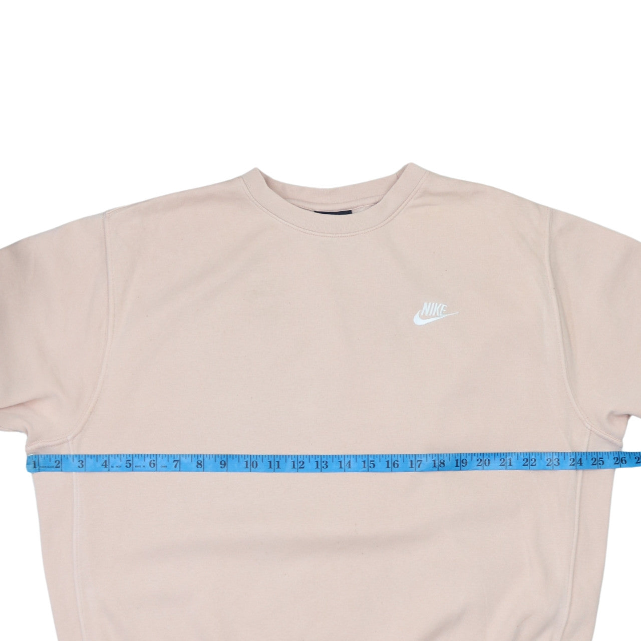 Nike Women Beige Cotton Pullover Sweatshirt M Crew Neck Logo