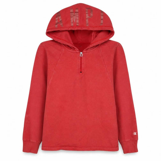 Champion Womens Red XL 1/2 Zip Hoodie Cotton Blend Casual Wear
