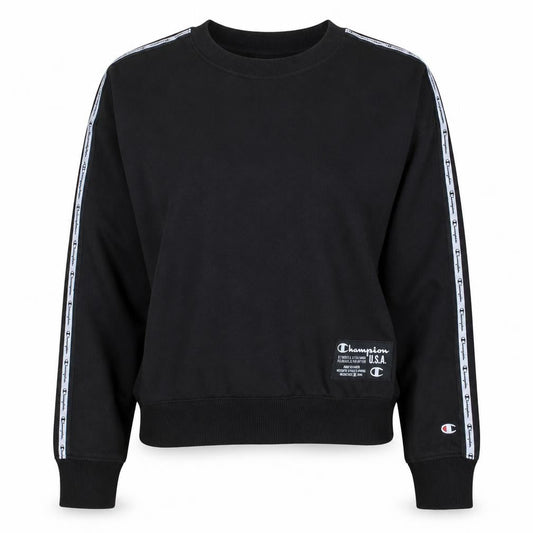 Champion Women’s Black Large Logo Tape Crew Neck Sweatshirt