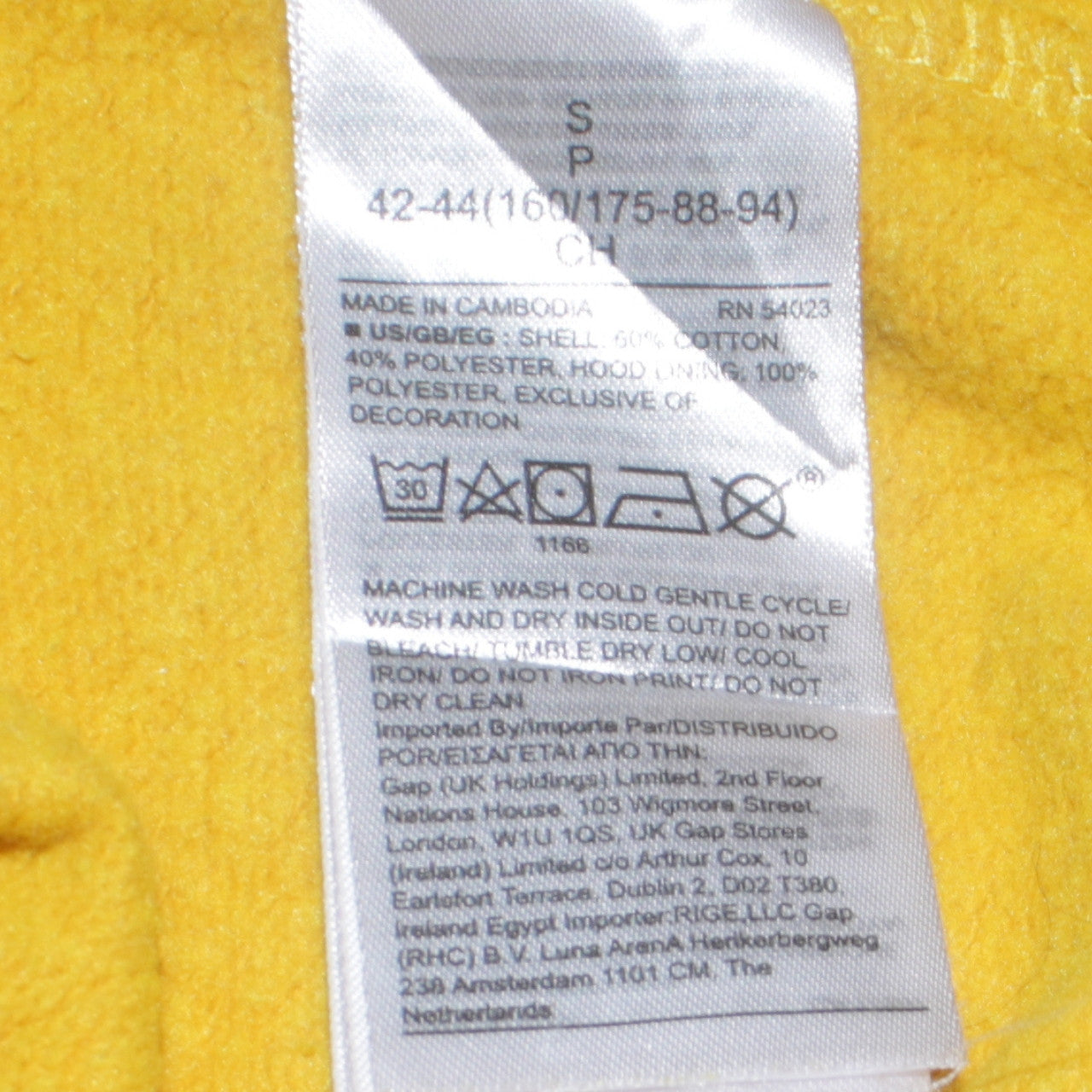 GAP Womens Yellow Pullover Hoodie Small Cotton Blend Logo Casual