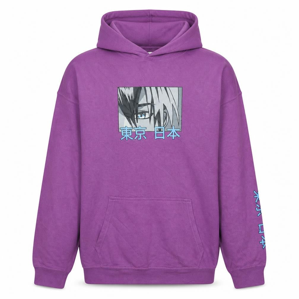 H&M Girls Purple Anime Graphic Pullover Hoodie 13-14 Years