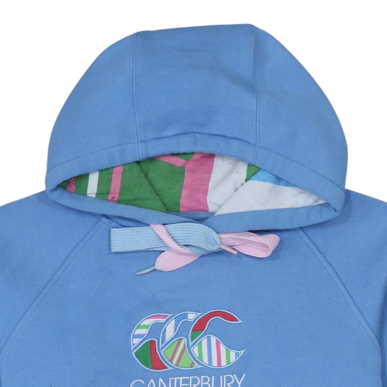 Canterbury Womens Blue Pullover Hoodie Size 10 Logo Print Cotton Blend