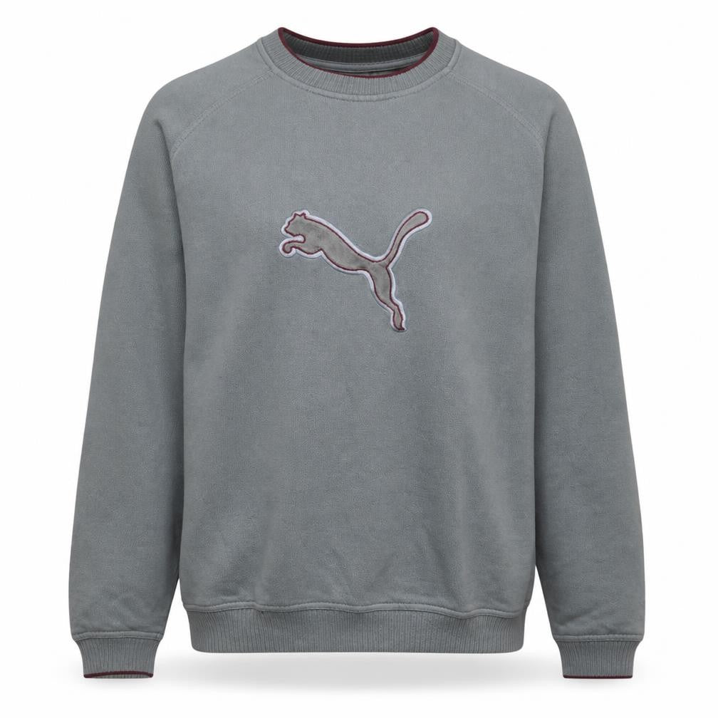 Puma Men's Grey Crew Neck Logo Sweatshirt Size L