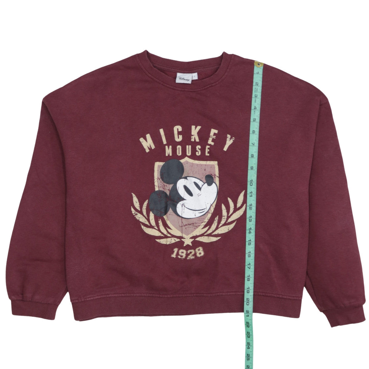 Disney Womens Burgundy Mickey Mouse Sweatshirt L Pullover Cotton Blend