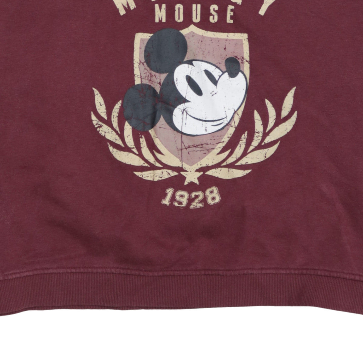 Disney Womens Burgundy Mickey Mouse Sweatshirt L Pullover Cotton Blend