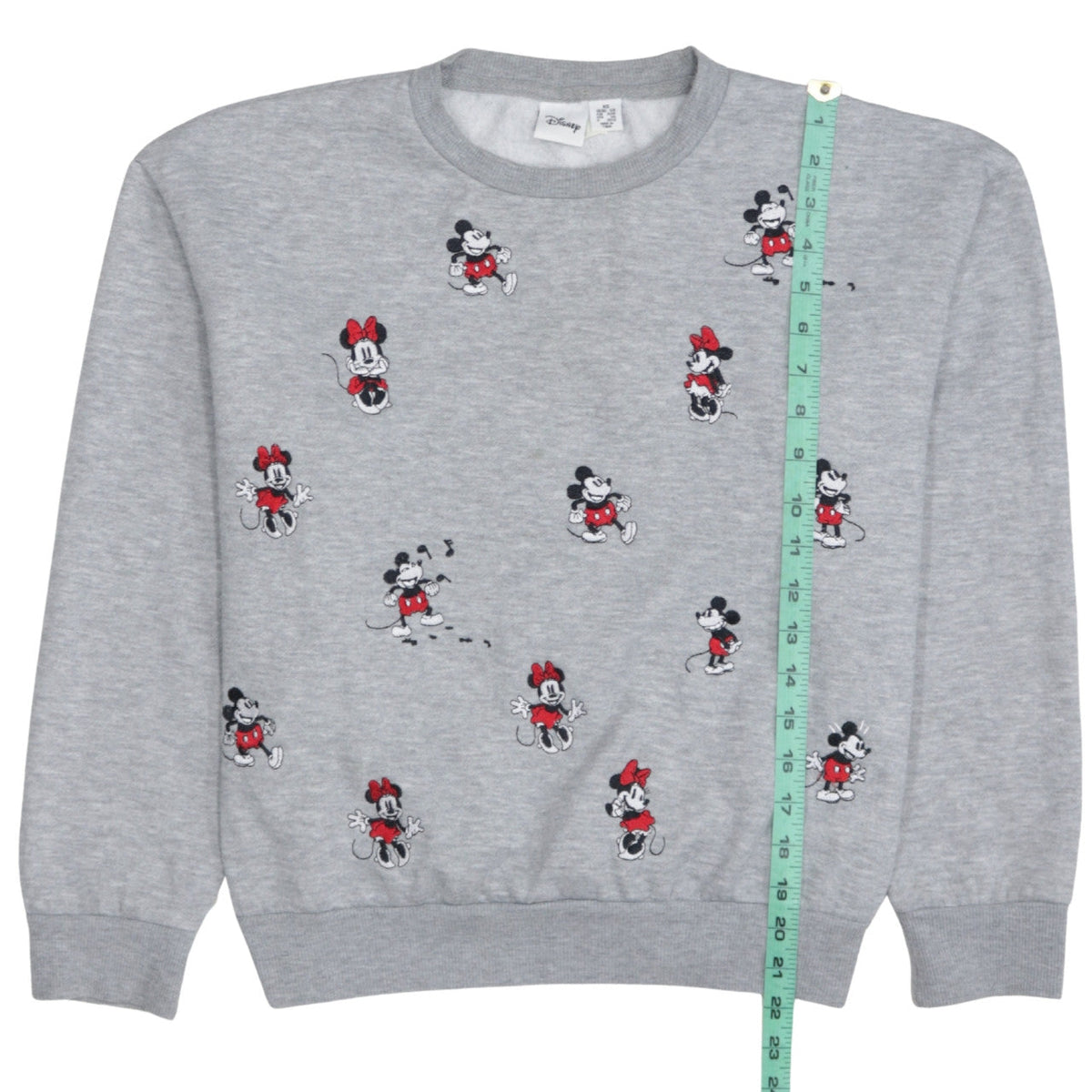 Disney Womens Grey XS Sweatshirt Mickey & Minnie Embroidered Pullover