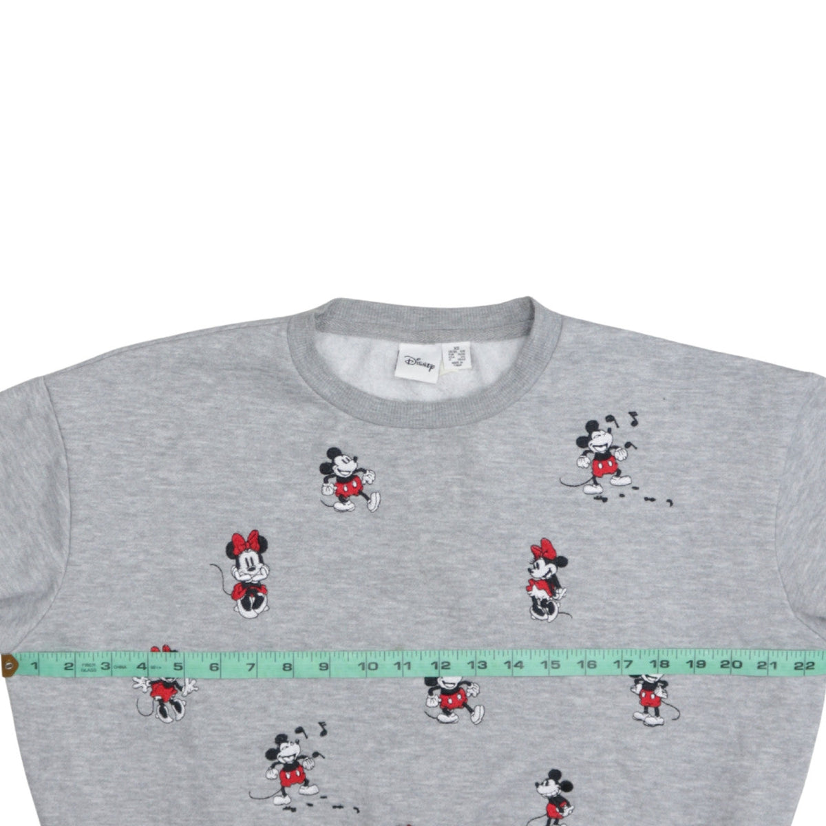 Disney Womens Grey XS Sweatshirt Mickey & Minnie Embroidered Pullover