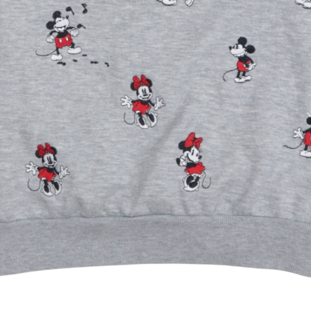 Disney Womens Grey XS Sweatshirt Mickey & Minnie Embroidered Pullover