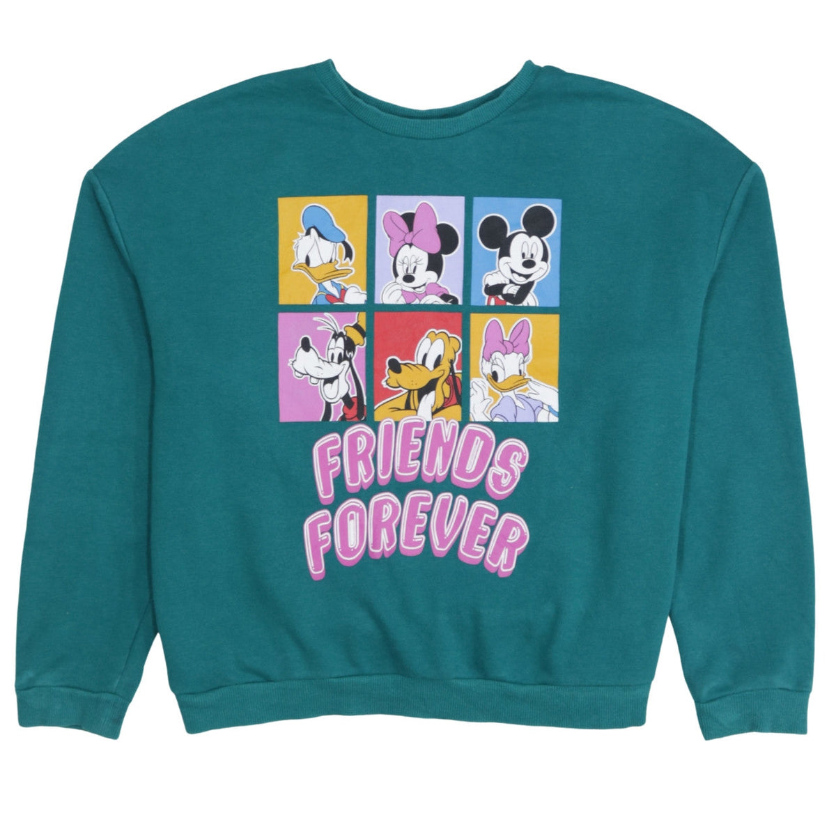 Disney C&A Womens Green Friends Forever Sweatshirt L Mickey Minnie