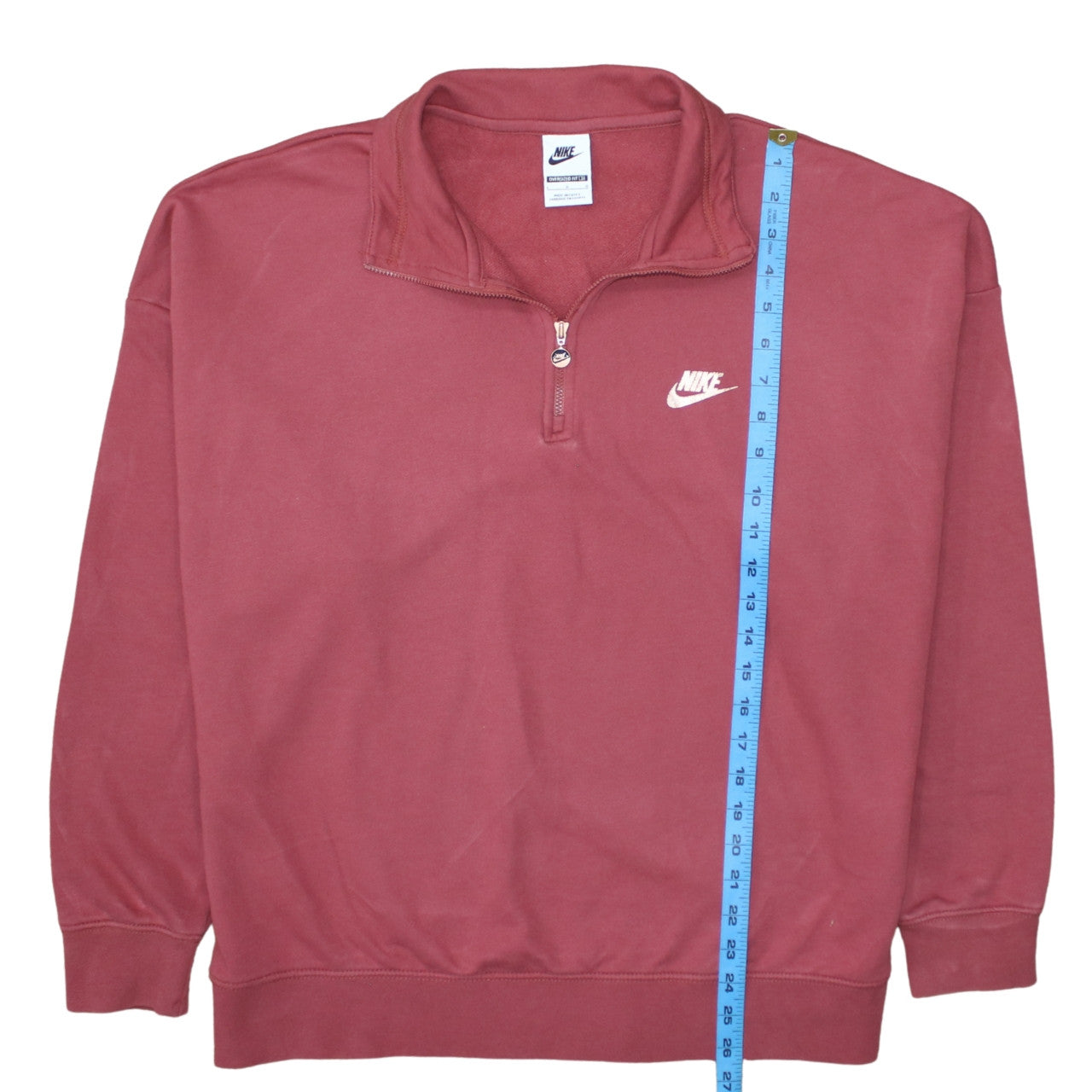 Nike Women Oversized Pink 1/4 Zip Sweatshirt Small Logo Pullover