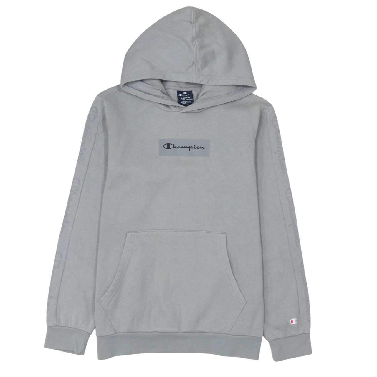 Champion Boys Grey Pullover Hoodie XL 13-14 Years Cotton Blend Logo Sweatshirt