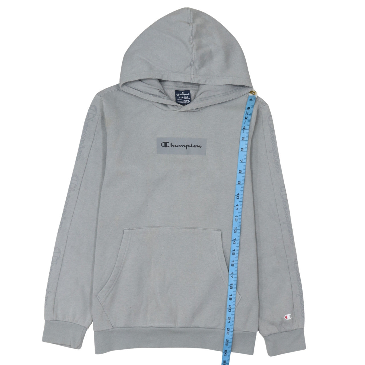 Champion Boys Grey Pullover Hoodie XL 13-14 Years Cotton Blend Logo Sweatshirt