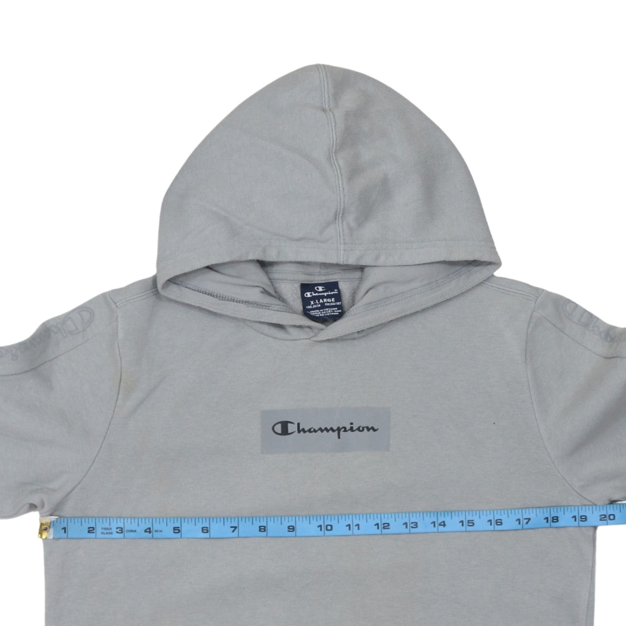 Champion Boys Grey Pullover Hoodie XL 13-14 Years Cotton Blend Logo Sweatshirt
