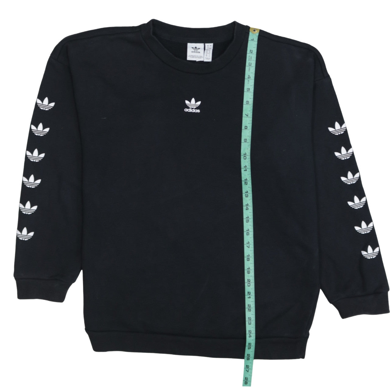 Adidas Womens Black Crew Neck Pullover Sweatshirt UK 12 Logo Print