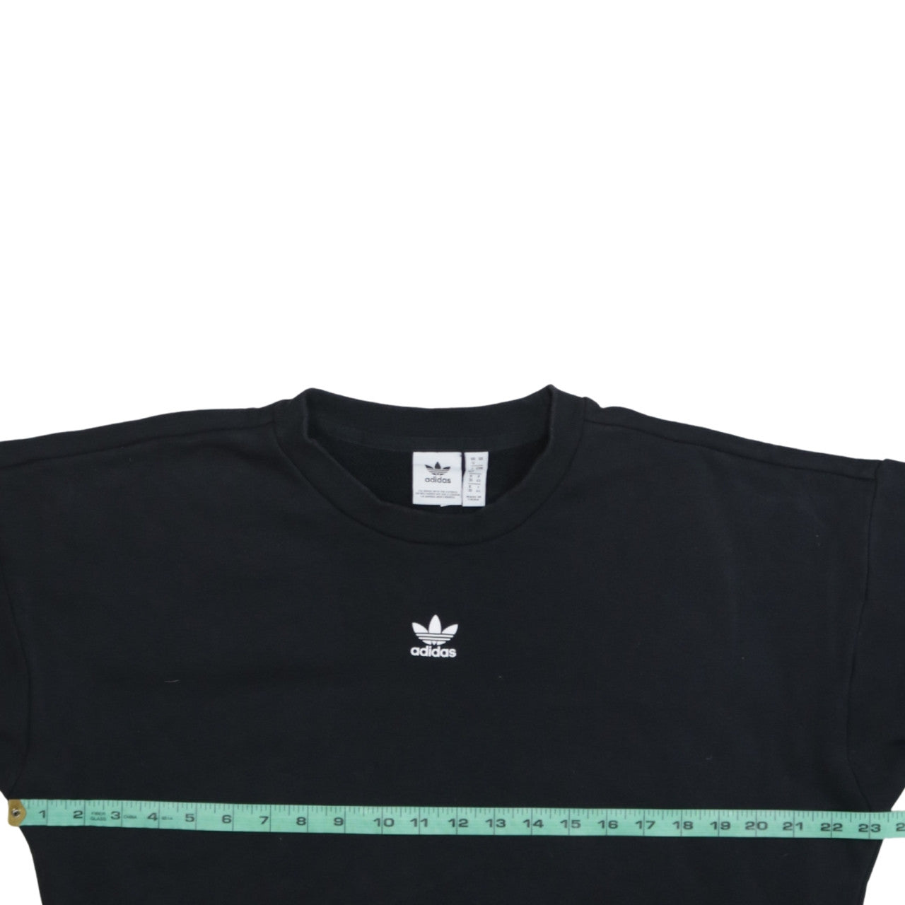 Adidas Womens Black Crew Neck Pullover Sweatshirt UK 12 Logo Print