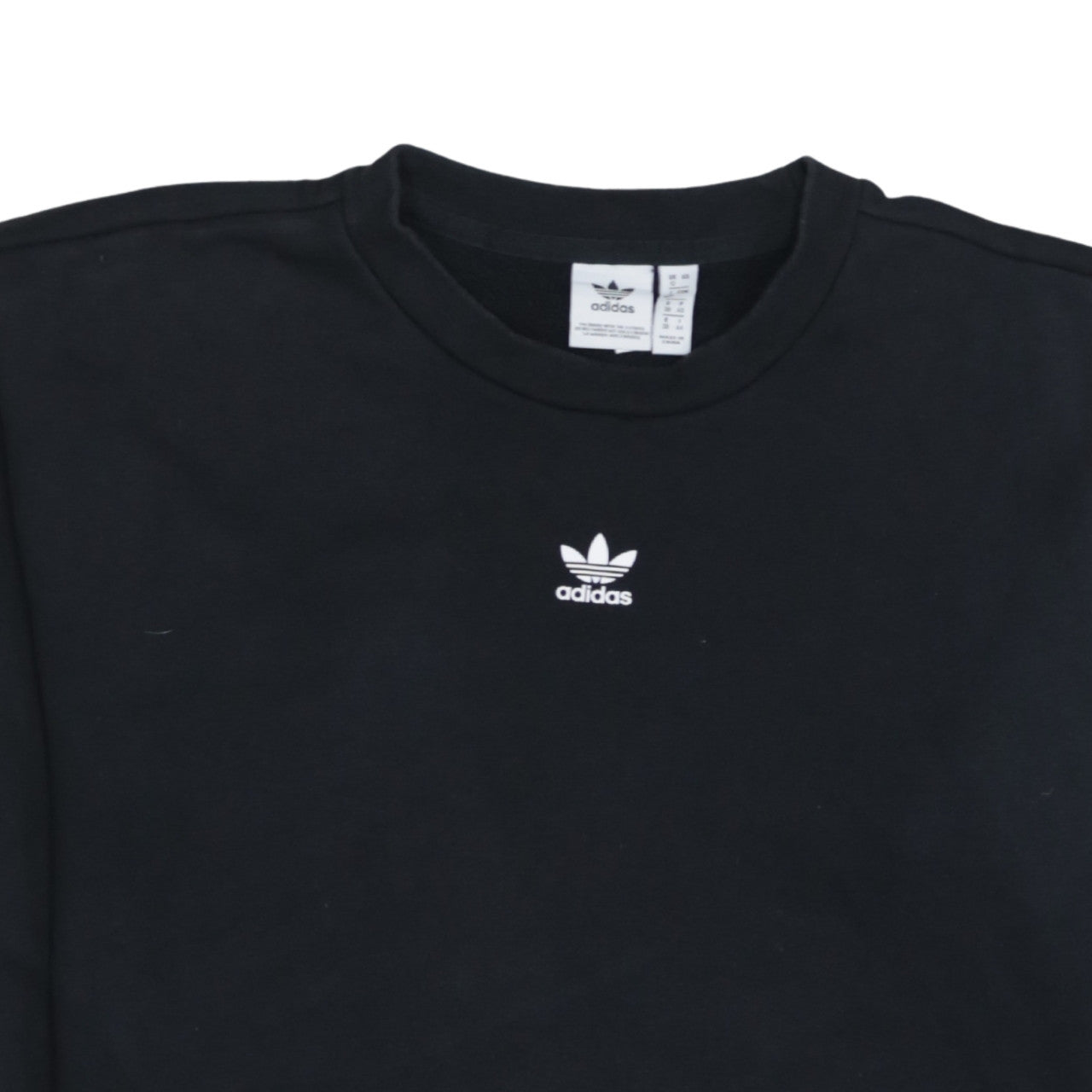 Adidas Womens Black Crew Neck Pullover Sweatshirt UK 12 Logo Print