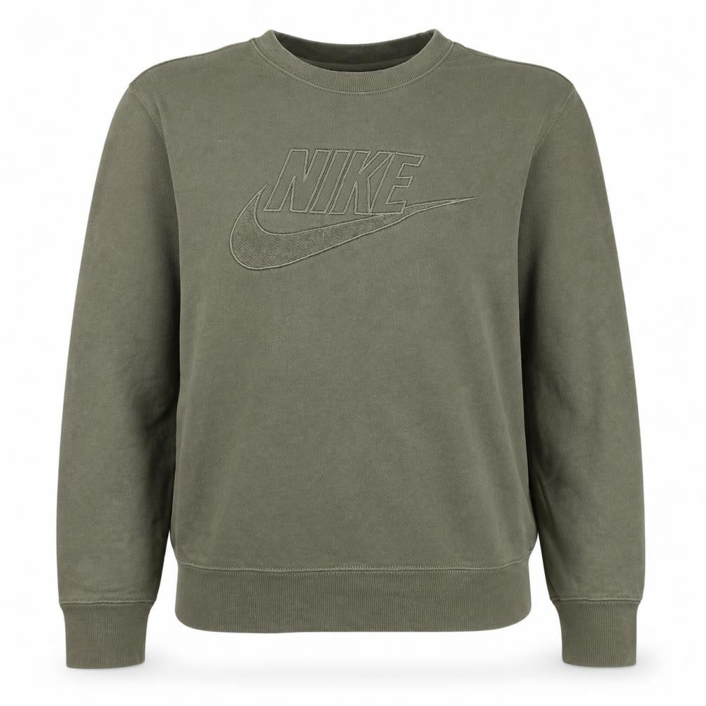 Nike Womens Khaki Green Crew Neck Logo Sweatshirt Size S