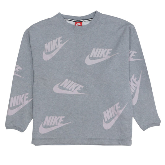 Nike Women’s Grey Cotton Blend Logo Sweatshirt Size S