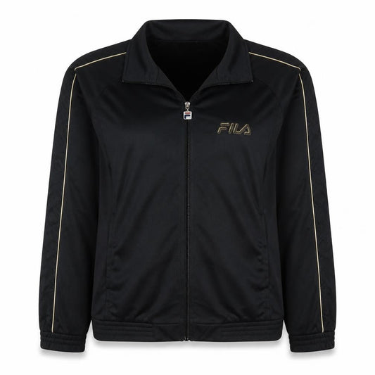 Fila Women's Black XL Full Zip Sweatshirt with Gold Logo Trim
