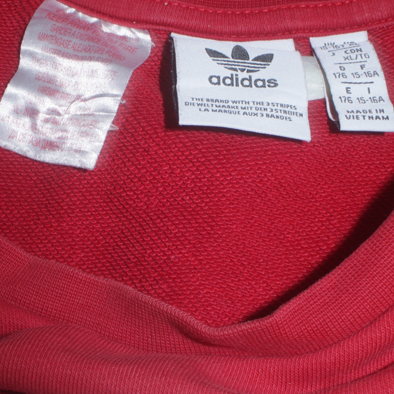 Adidas Boys Red Crew Neck Graphic Print Sweatshirt Size 15-16 Years