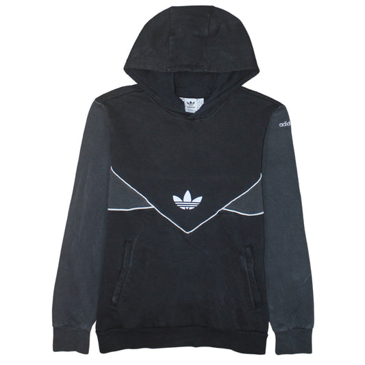 Adidas Boys Black Pullover Hoodie 13-14 Years Colourblock Sports Fleece