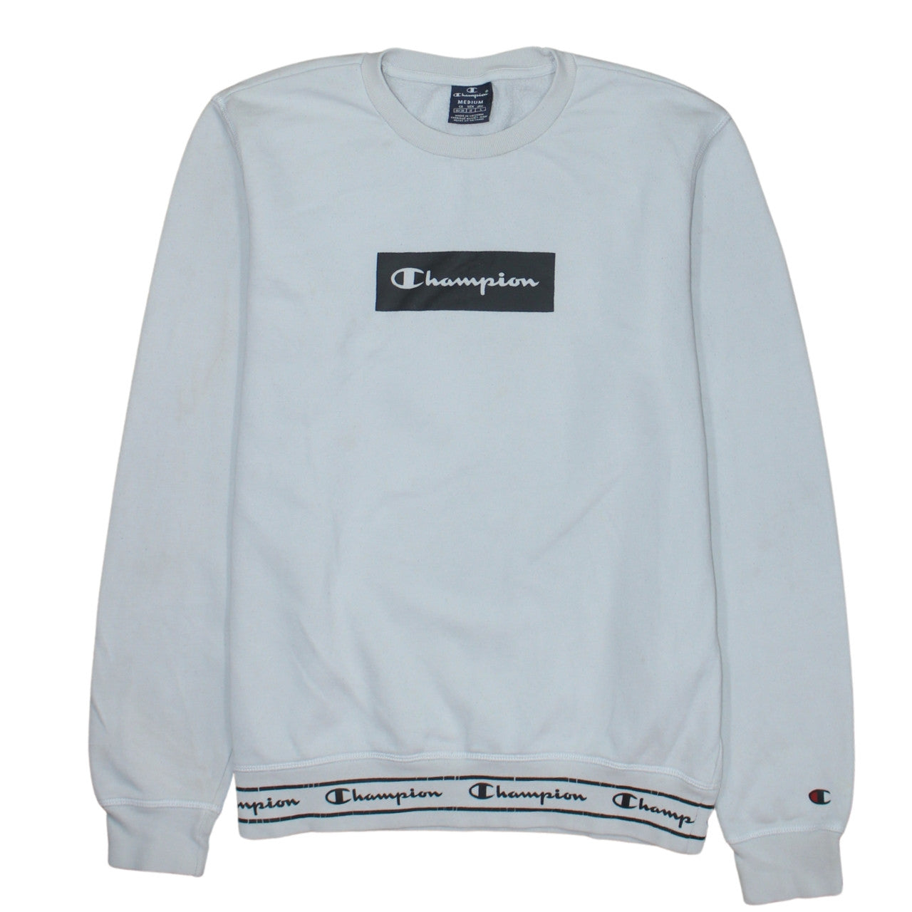 Champion Men's White Logo Pullover Sweatshirt Medium